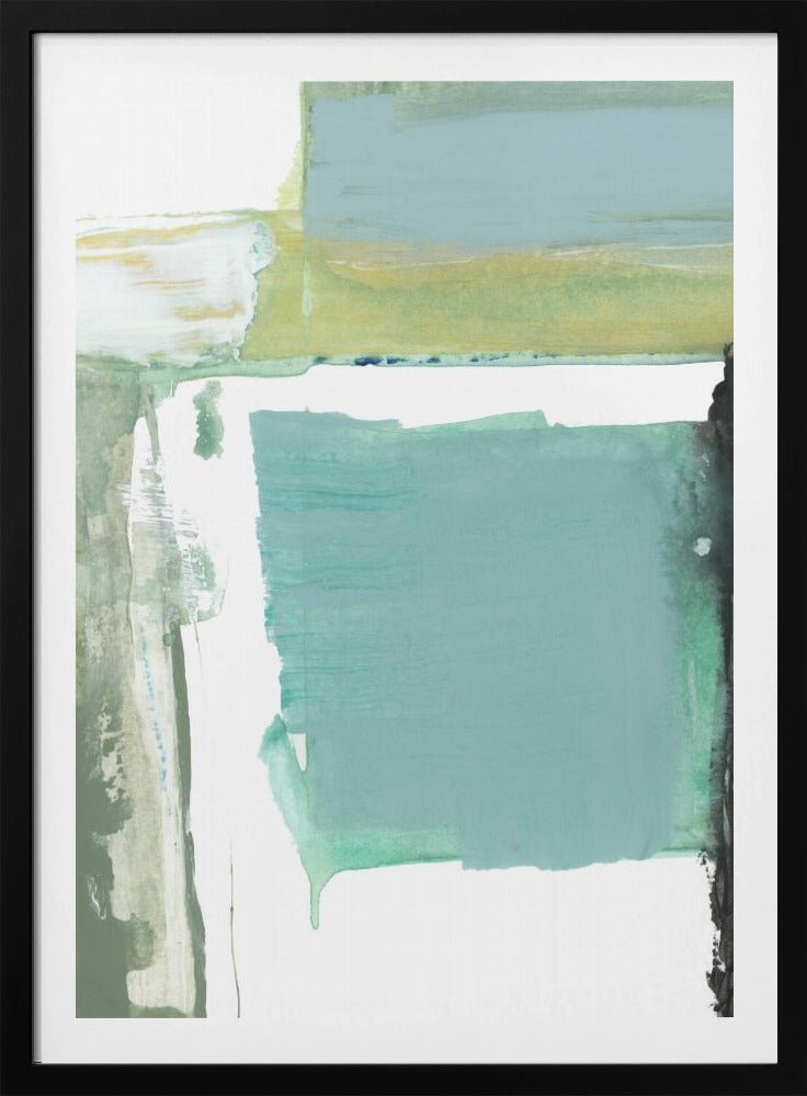 Aqua Blue Abstract On White 1 | Poster