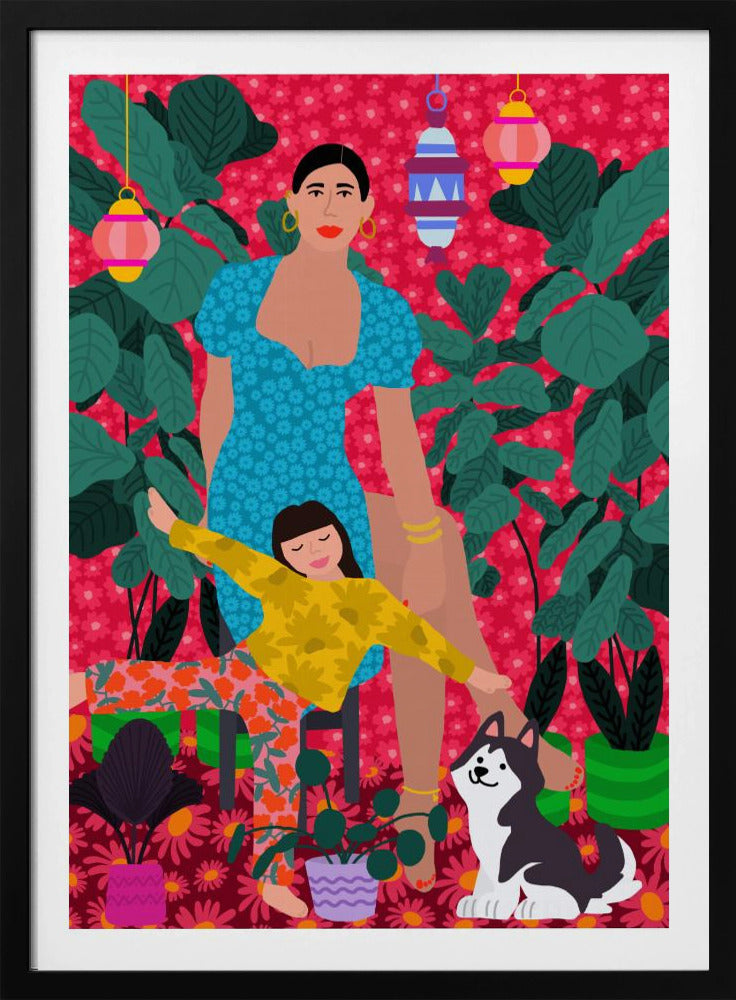 Frau und Kind im Garten | Poster