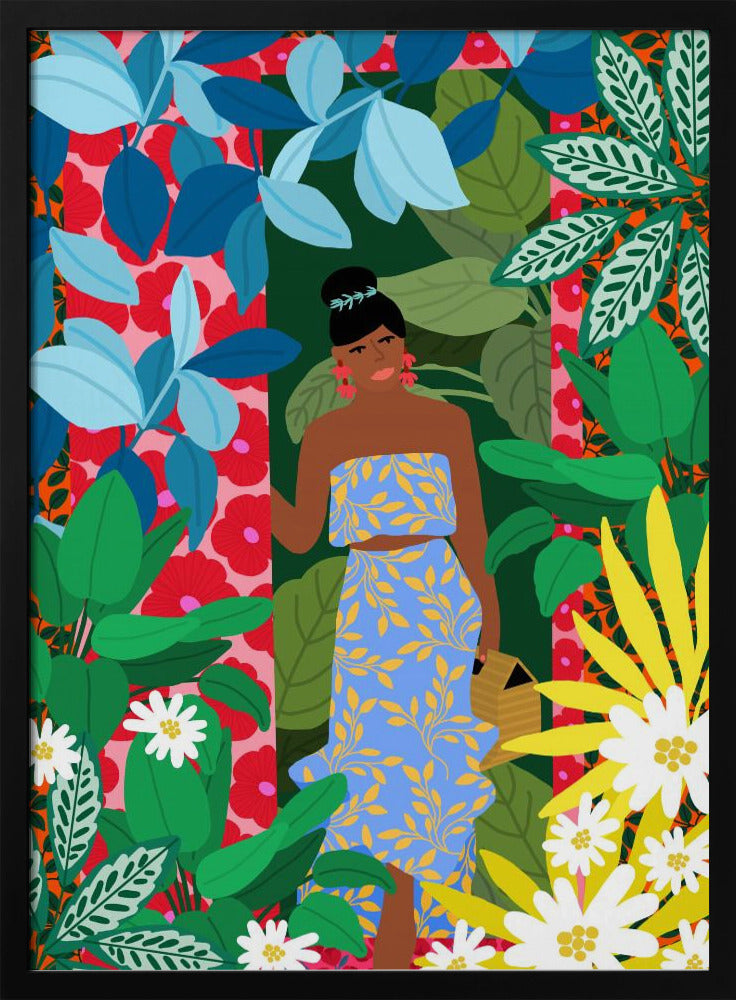 Frau in einem Kleid mit Blumen | Poster
