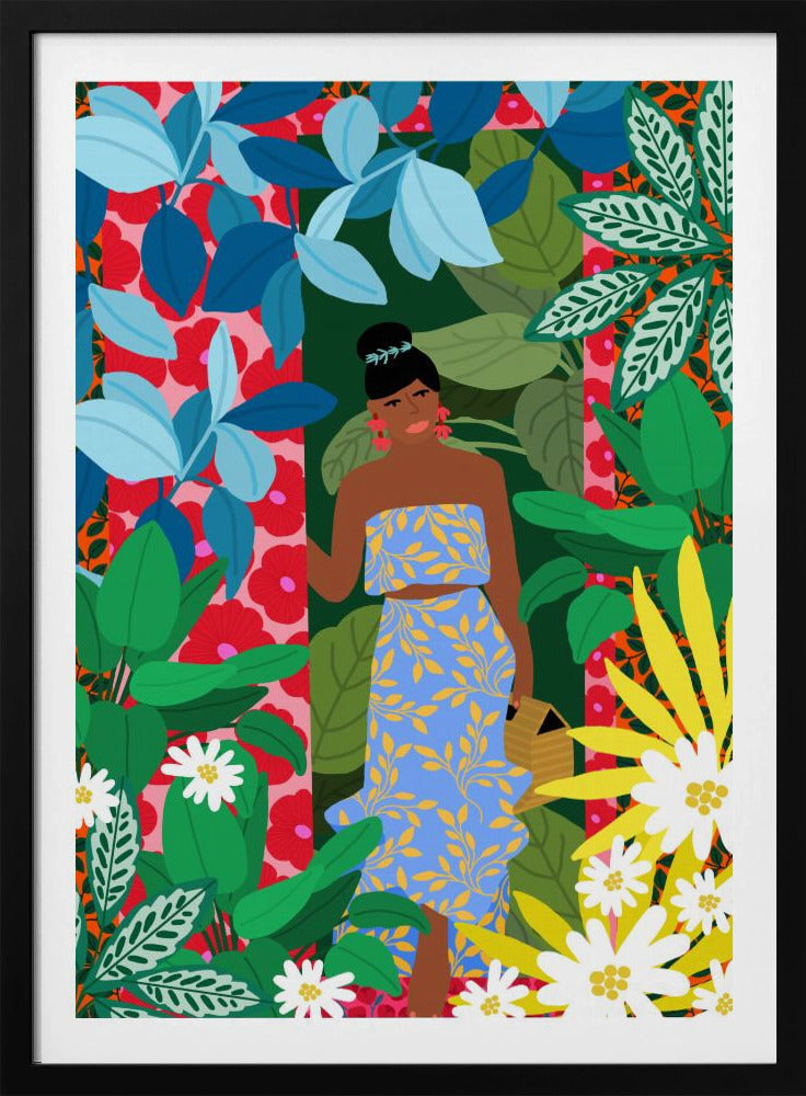 Frau in einem Kleid mit Blumen | Poster