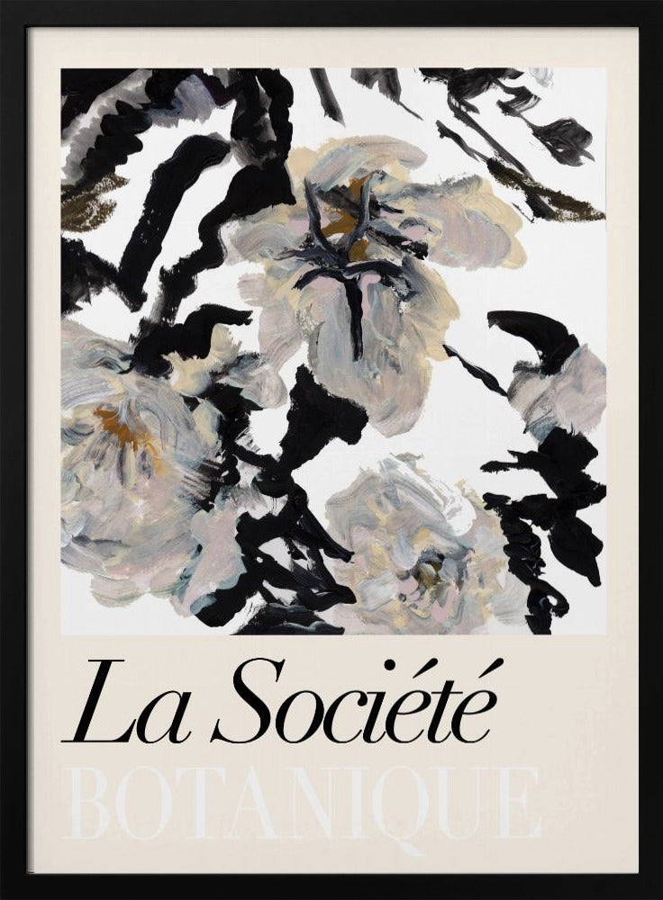 La Société Botanique Schwarze und weiße und cremefarbene Blumen 2 | Poster