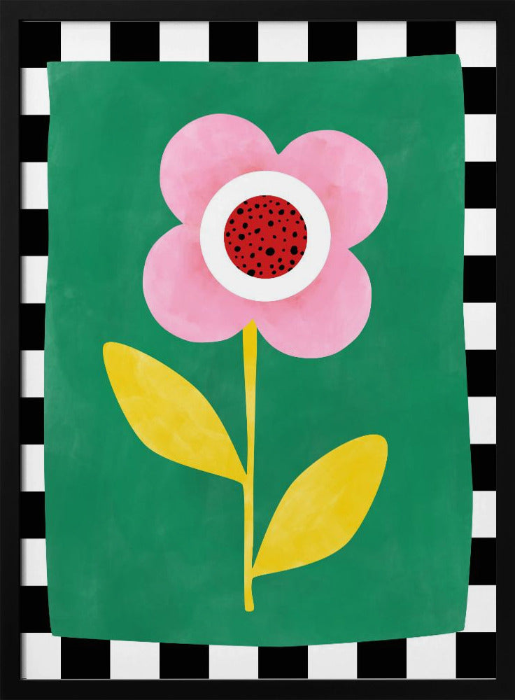Rosa Blume mit gelben Blättern | Poster