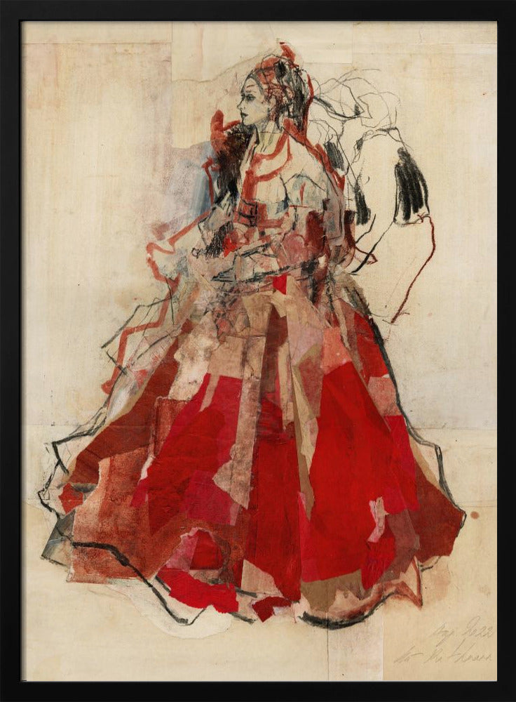 Frau in einem leuchtend roten Kleid | Poster