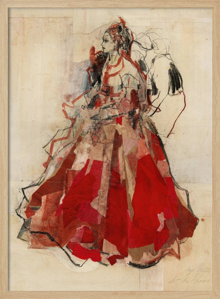 Frau in einem leuchtend roten Kleid | Poster