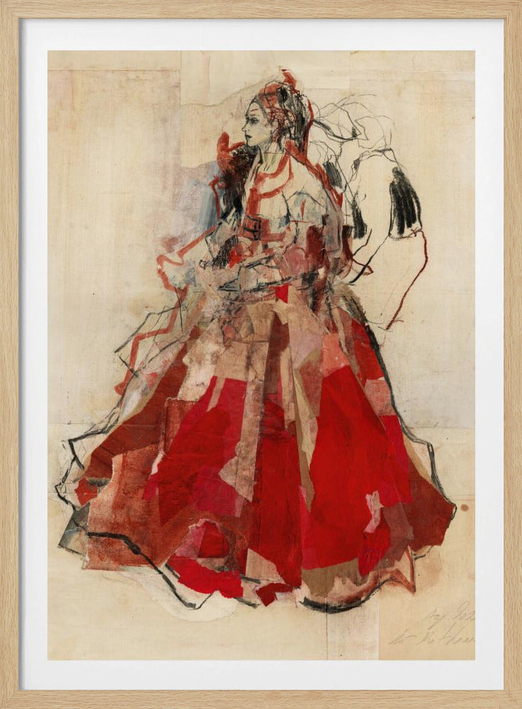 Frau in einem leuchtend roten Kleid | Poster