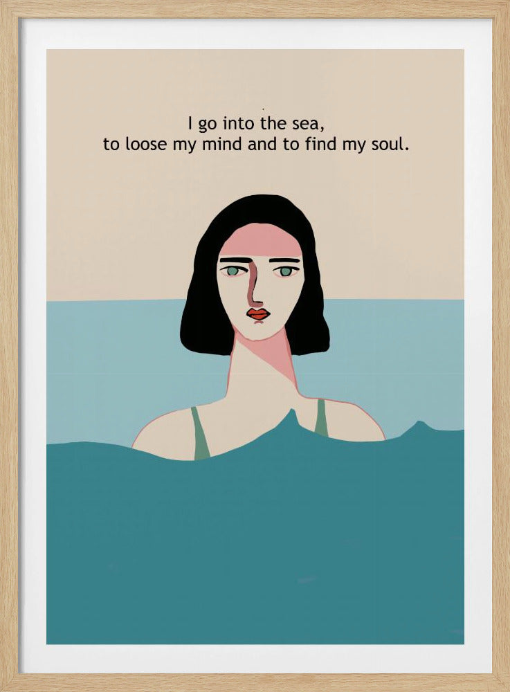 Ozean-Schwimmerin mit Text | Poster