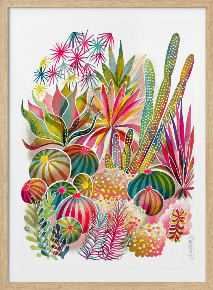 Blühender Sukkulenten- und Kakteengarten | Poster