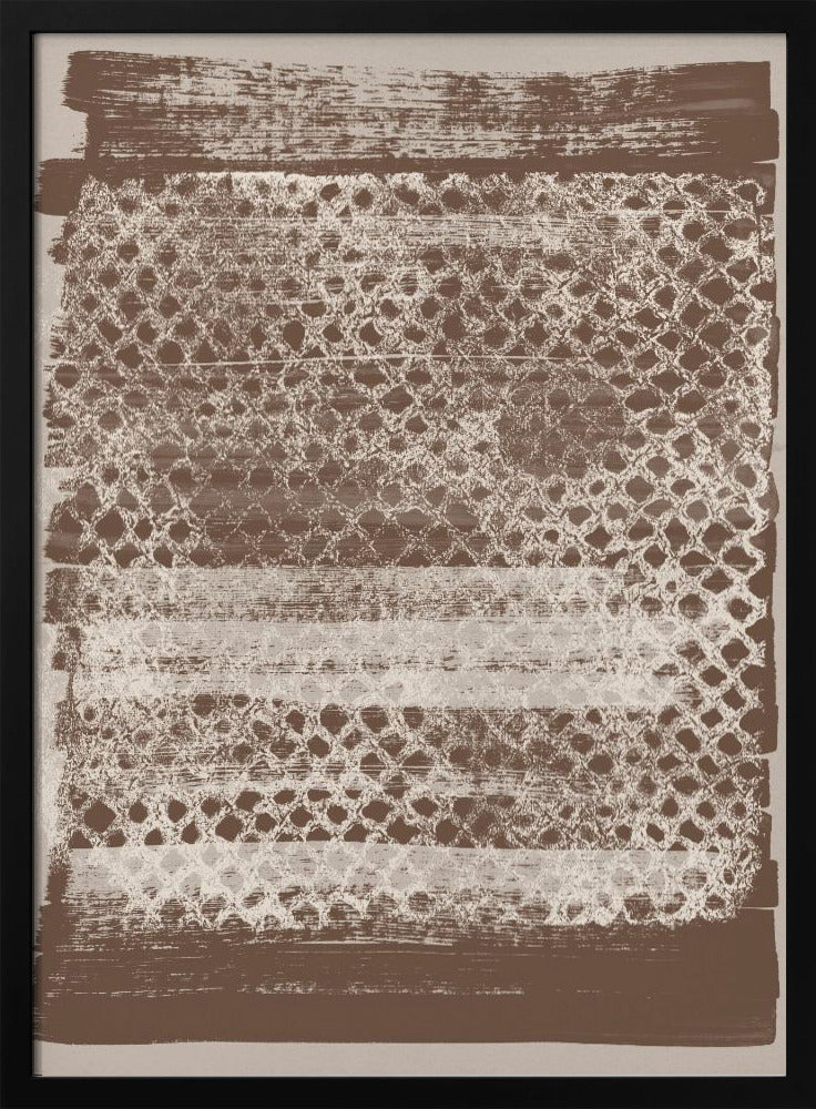 Neutrales Muster. Weiße Monotypie-Textur auf Braun. | Poster