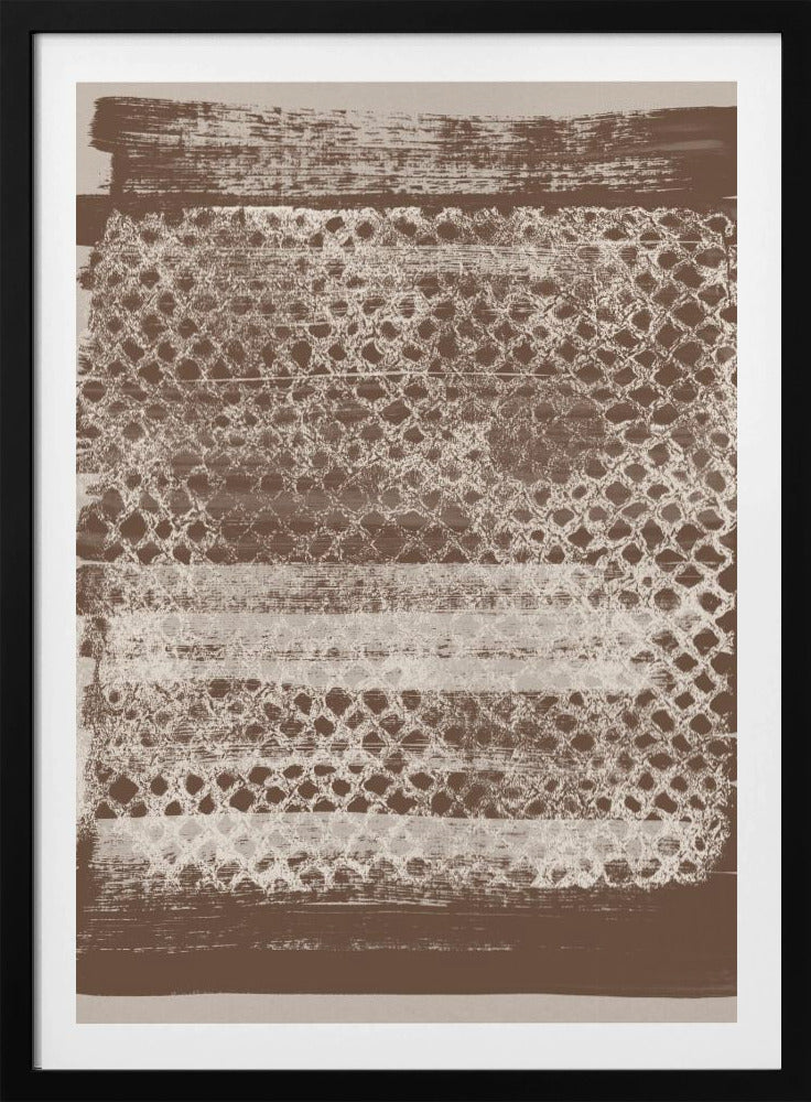 Neutrales Muster. Weiße Monotypie-Textur auf Braun. | Poster