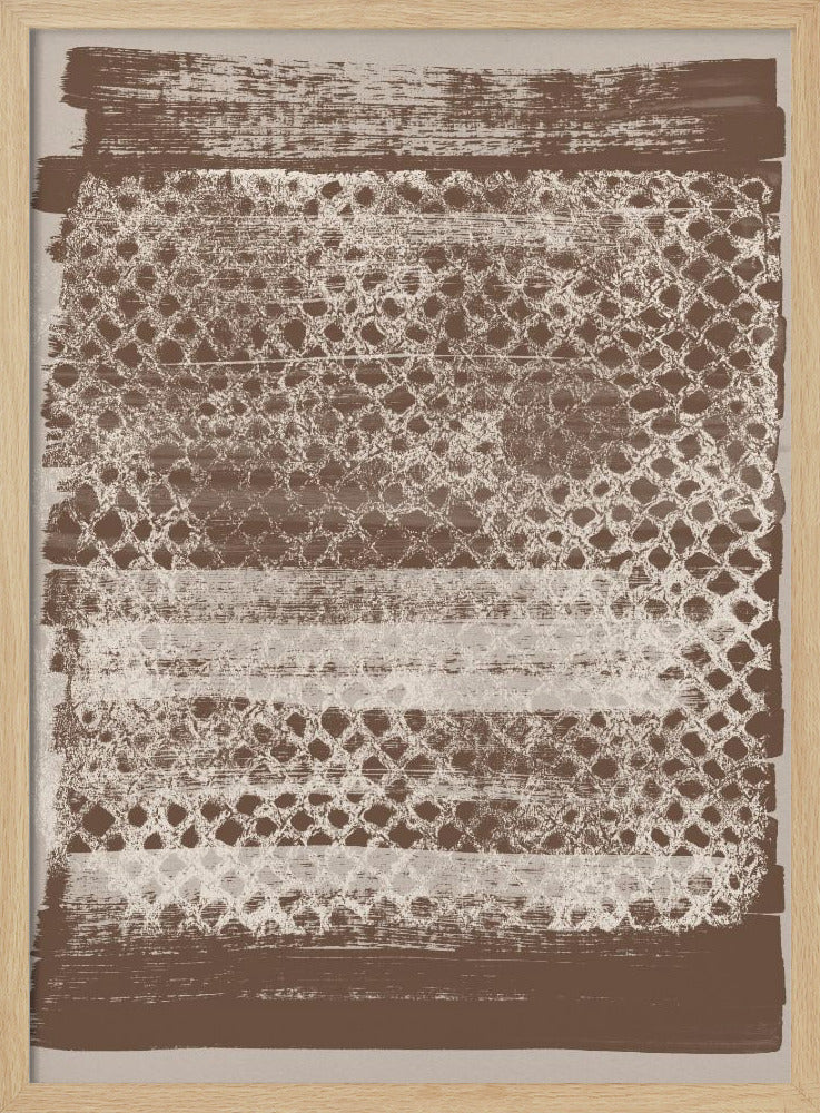 Neutrales Muster. Weiße Monotypie-Textur auf Braun. | Poster