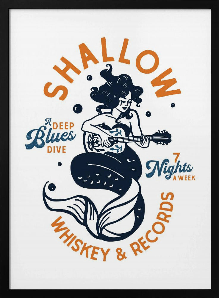 Shallow Whiskey &amp; Records Dive Bar Music Mermaid | Poster