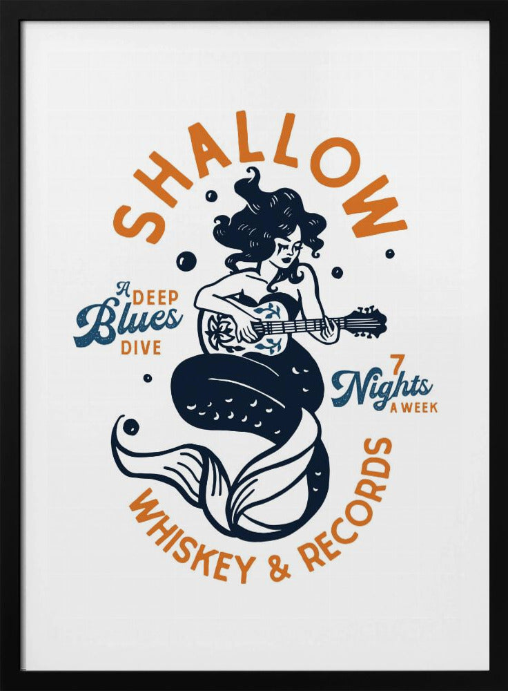 Shallow Whiskey &amp; Records Dive Bar Music Mermaid | Poster