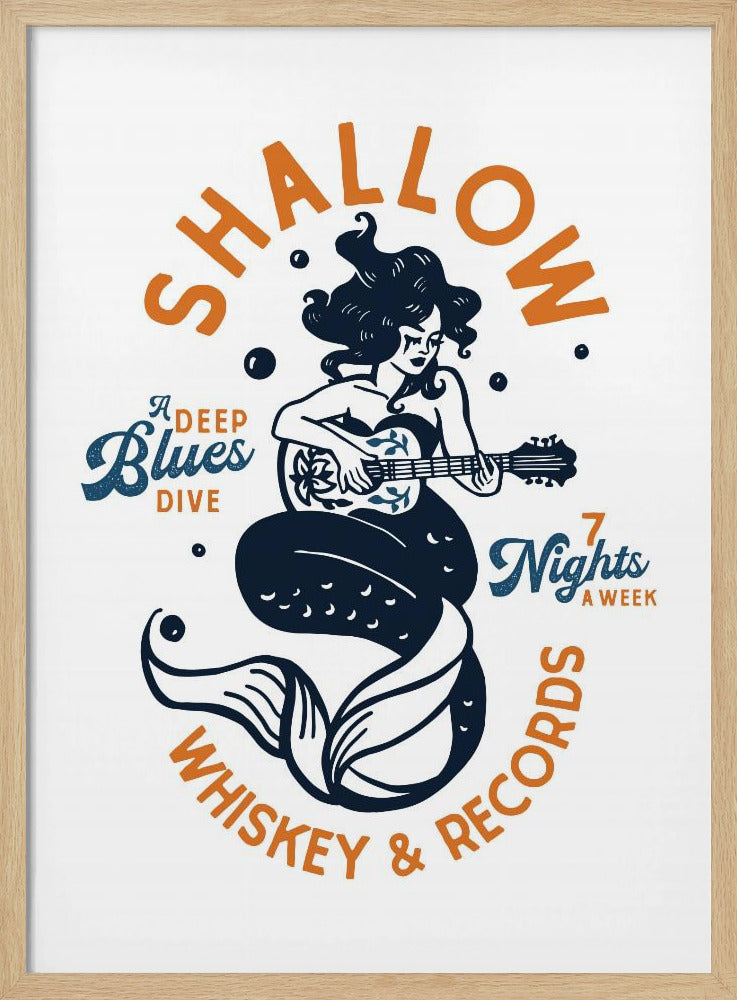 Shallow Whiskey &amp; Records Dive Bar Music Mermaid | Poster