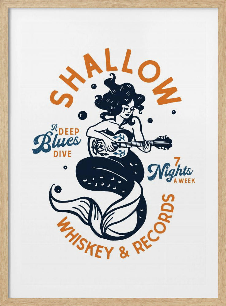 Shallow Whiskey &amp; Records Dive Bar Music Mermaid | Poster