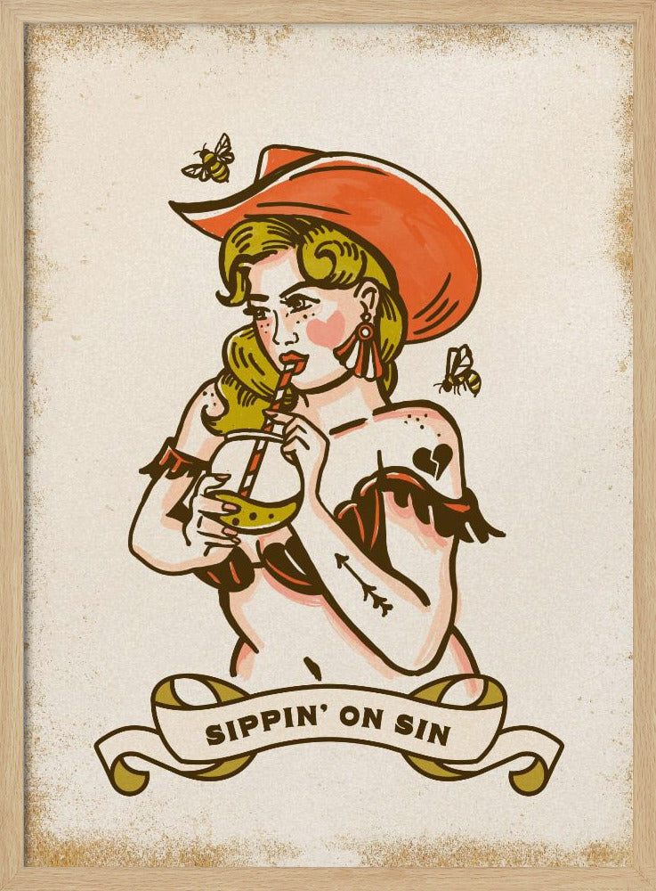 Sippin On Sin Süße &amp; freche Cowgirl-Kunst | Poster