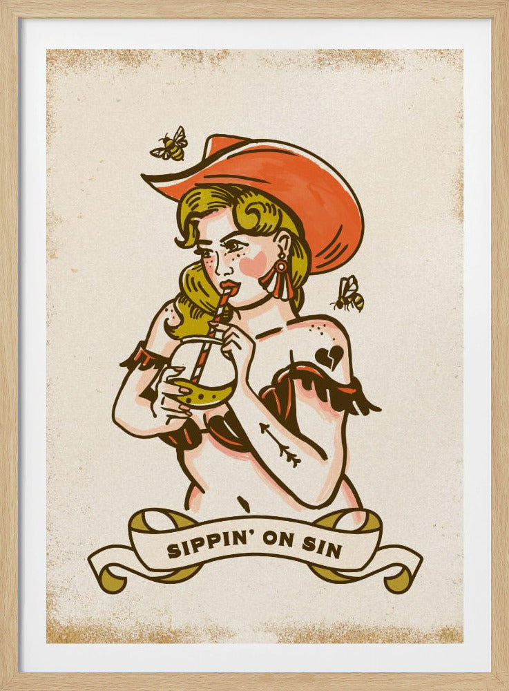Sippin On Sin Süße &amp; freche Cowgirl-Kunst | Poster