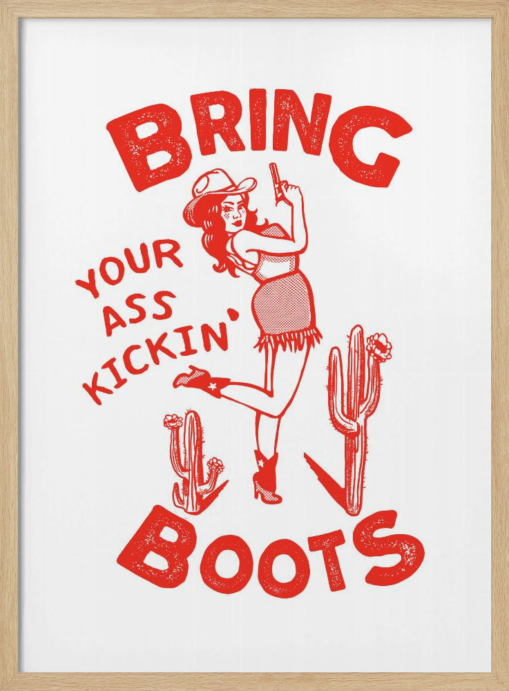 Arschtretende Stiefel Lustiges Western Cowgirl | Poster