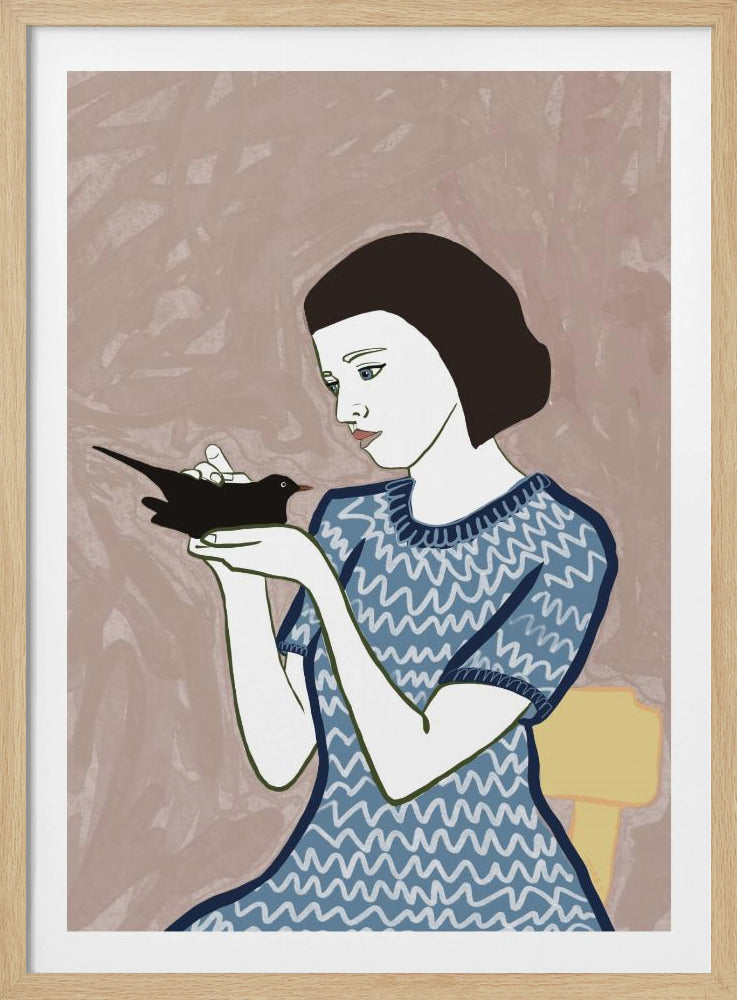 Vogeldame sitzend | Poster