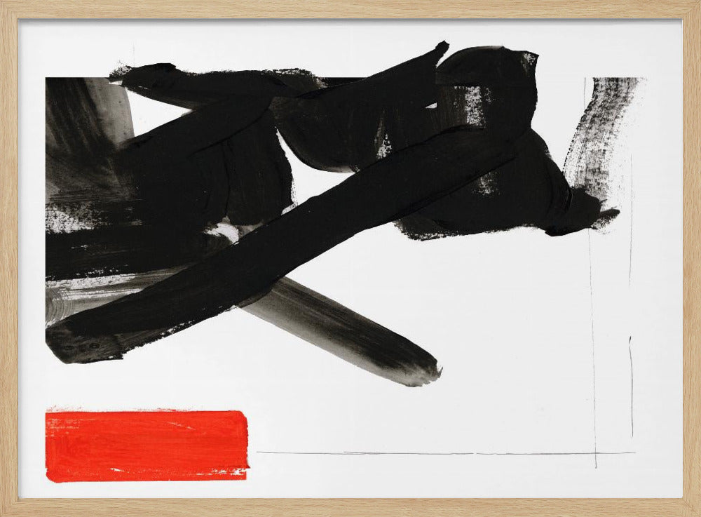 Zen-Pinselstrich mit rotem Block 1 | Poster
