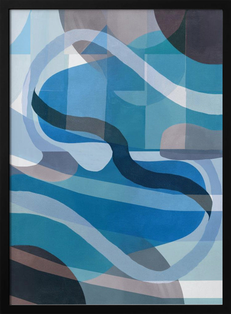 Abstract Blue and Neutral Swervy Shapes 1 | Poster