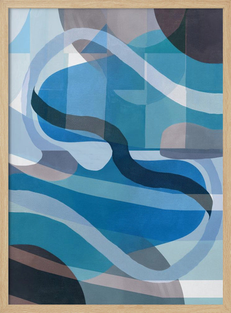 Abstract Blue and Neutral Swervy Shapes 1 | Poster