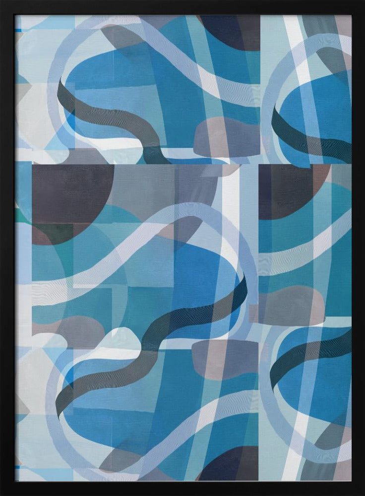Abstract Blue and Neutral Swervy Shapes 3 | Poster