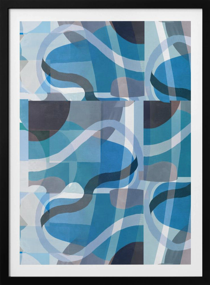 Abstract Blue and Neutral Swervy Shapes 3 | Poster