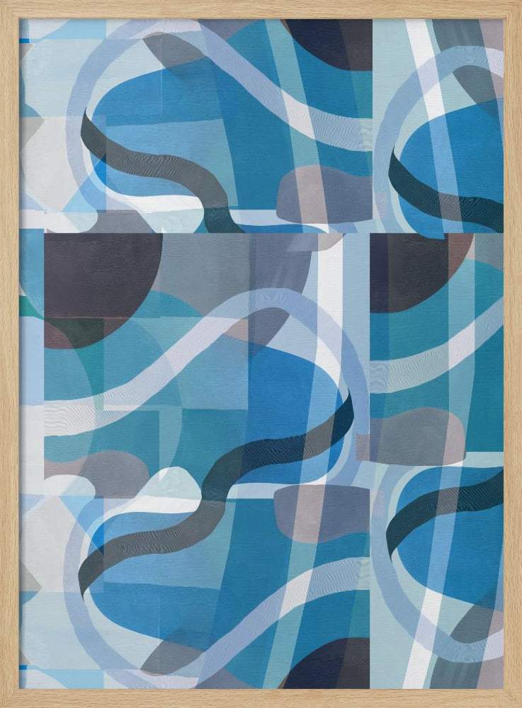 Abstract Blue and Neutral Swervy Shapes 3 | Poster
