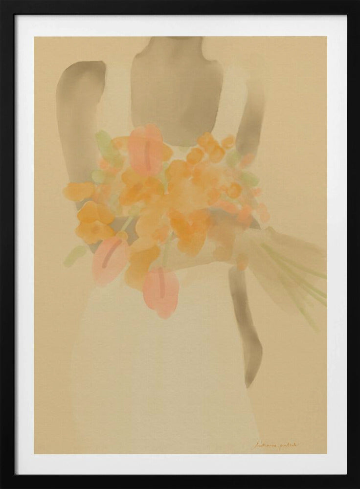 Mädchen mit orangefarbenen Blumen | Poster