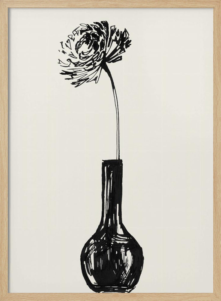 Flower in a vase ink sketch | Poster