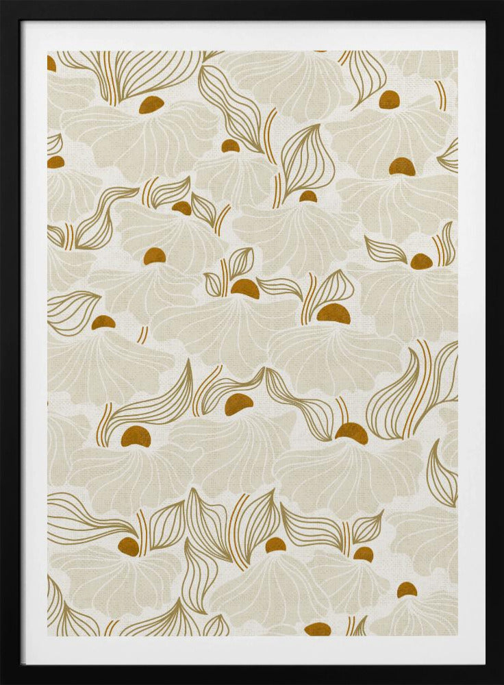 beruhigende Essentials Natürliches Blumenwiesen-Elfenbeinmuster | Poster
