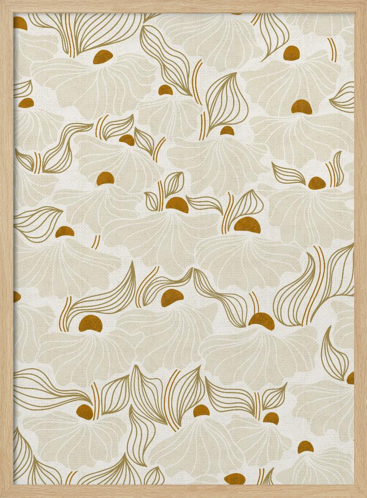 beruhigende Essentials Natürliches Blumenwiesen-Elfenbeinmuster | Poster
