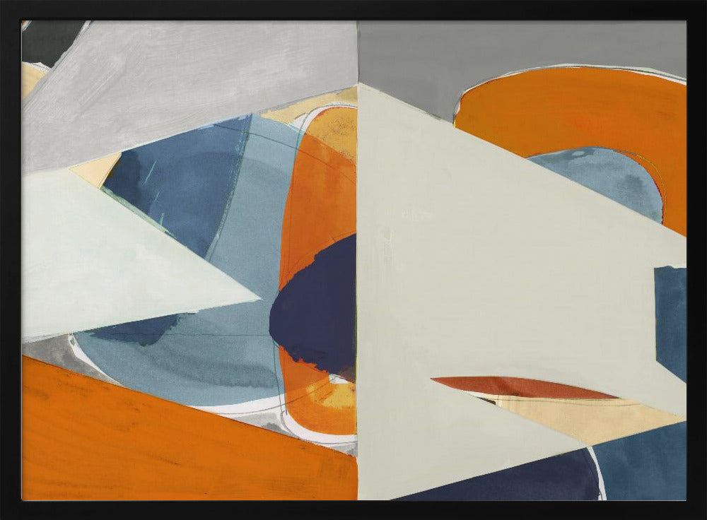 Orange, Blaugrau Abstrakter Kunstdruck | Poster