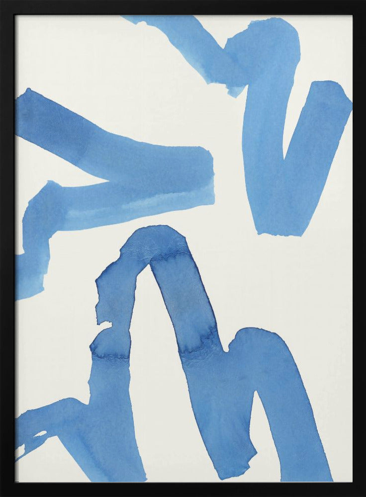 Abstract Blue Brushstrokes Art Print No1 | Poster
