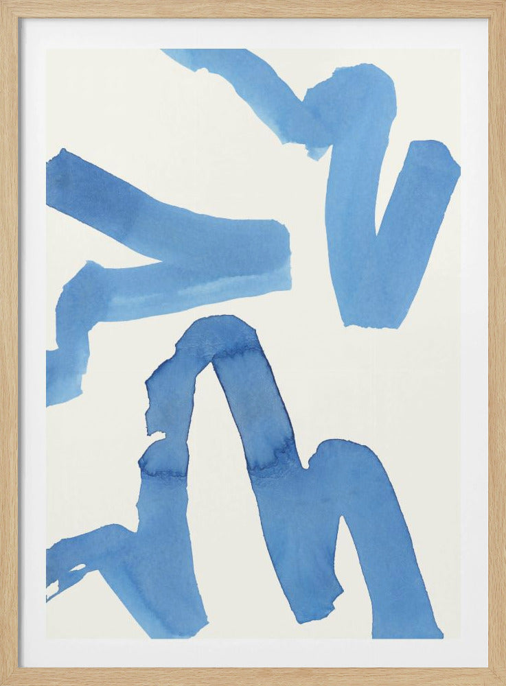 Abstract Blue Brushstrokes Art Print No1 | Poster