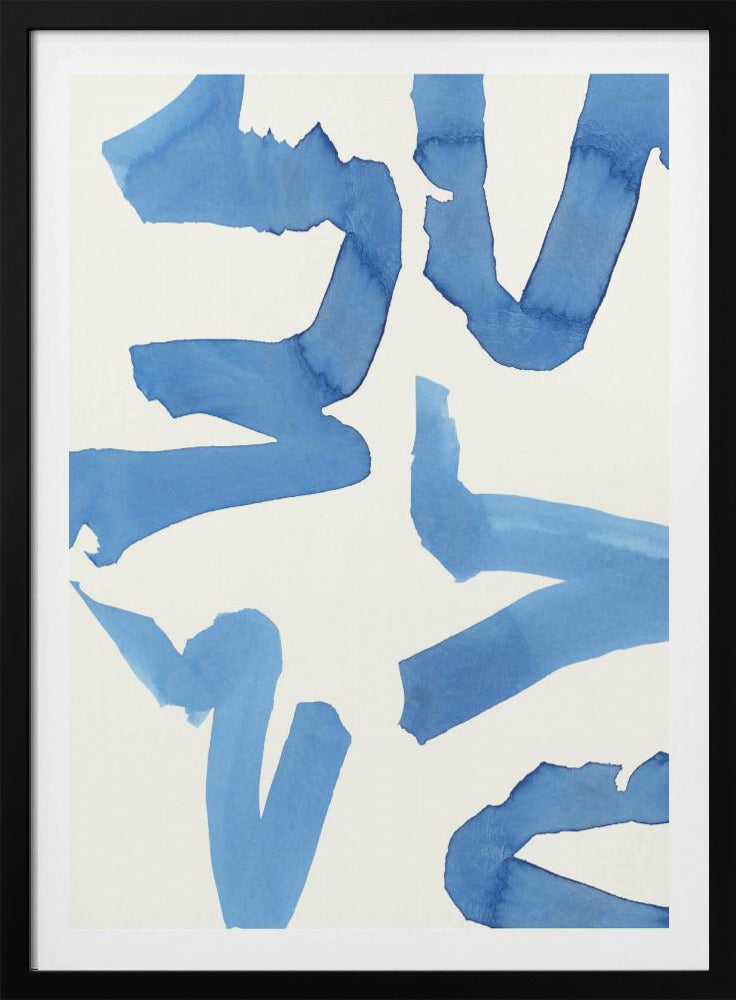 Abstract Blue Brushstrokes Art Print No2 | Poster