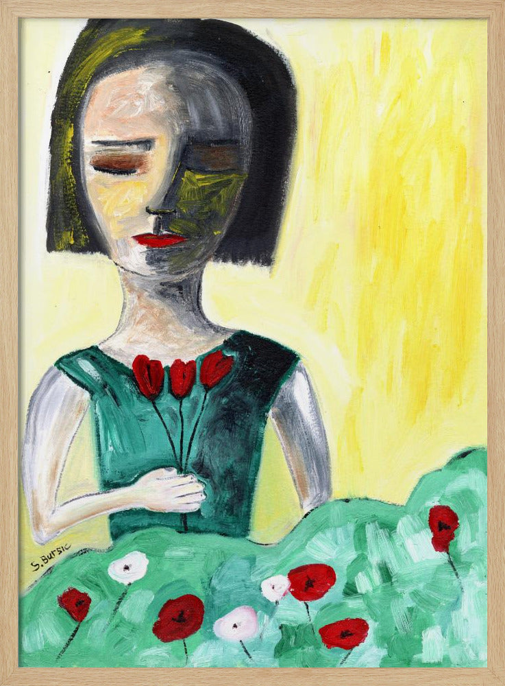Dame im Garten | Poster