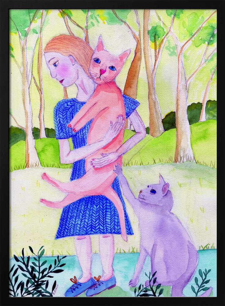 Dame mit der rosa-blauen Katze. | Poster