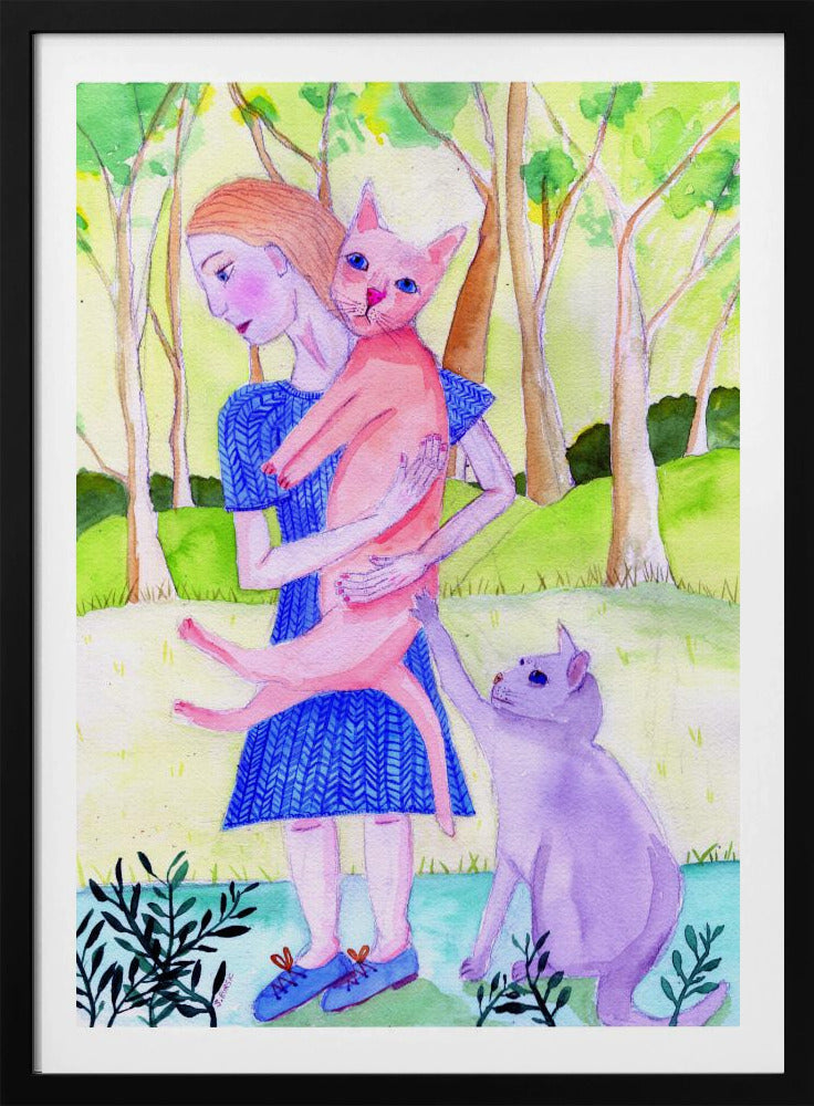 Dame mit der rosa-blauen Katze. | Poster