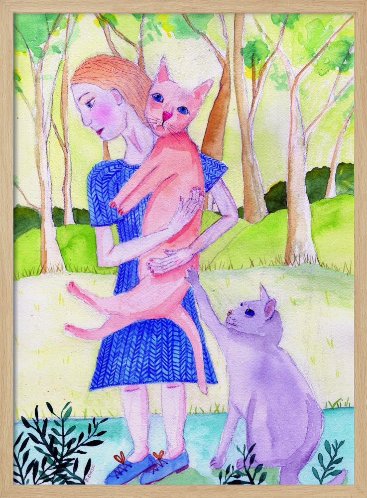 Dame mit der rosa-blauen Katze. | Poster
