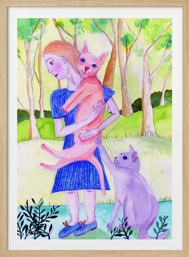 Dame mit der rosa-blauen Katze. | Poster