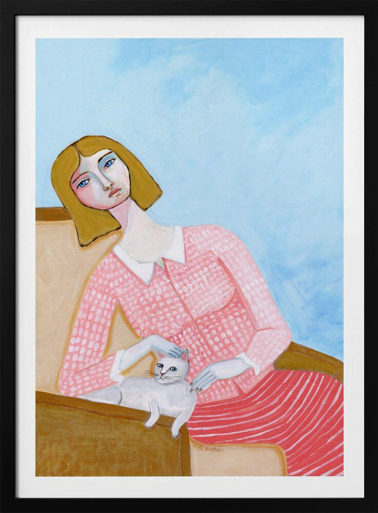 Dame mit weißer Katze | Poster