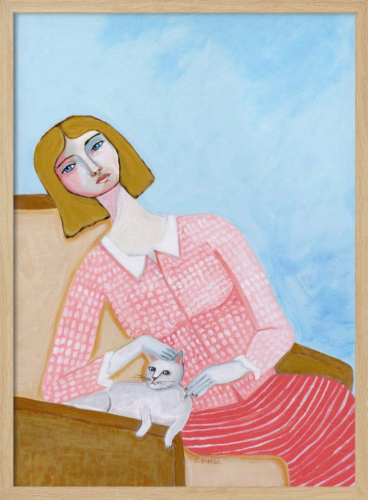 Dame mit weißer Katze | Poster