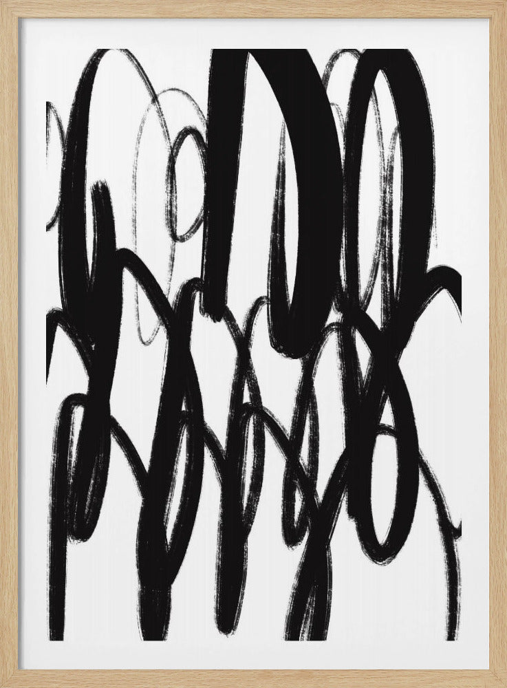 Schwarz-weiße Pinselstriche | Poster