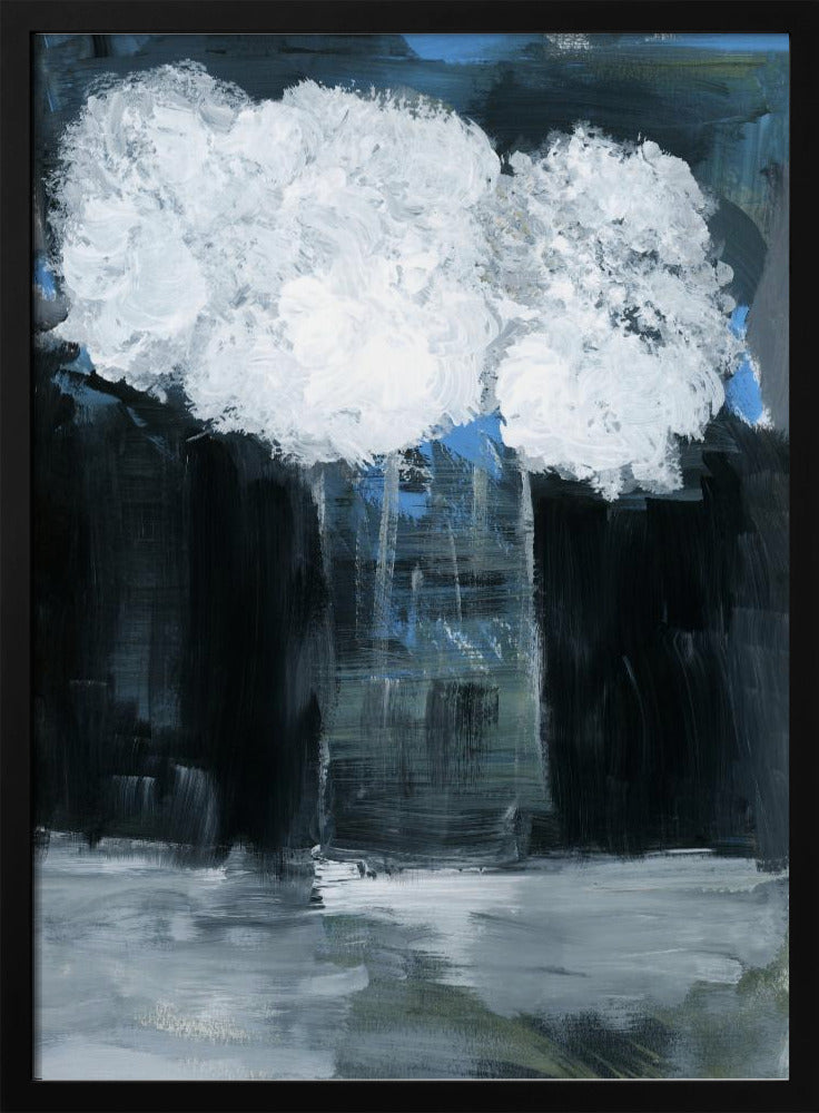 Weißer Schneeball-Viburnum in Vase auf schwarzem Hintergrund | Poster