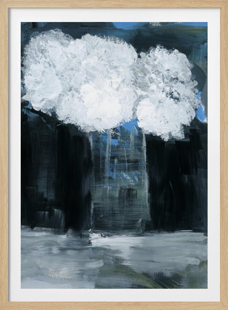Weißer Schneeball-Viburnum in Vase auf schwarzem Hintergrund | Poster