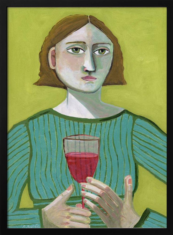 Dame mit Rotwein | Poster