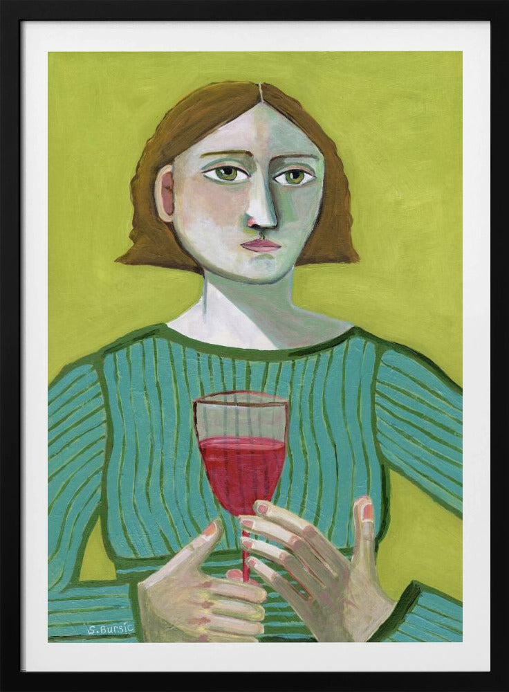 Dame mit Rotwein | Poster
