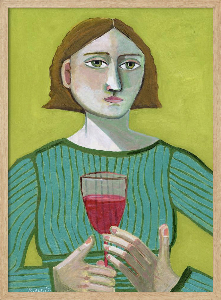 Dame mit Rotwein | Poster