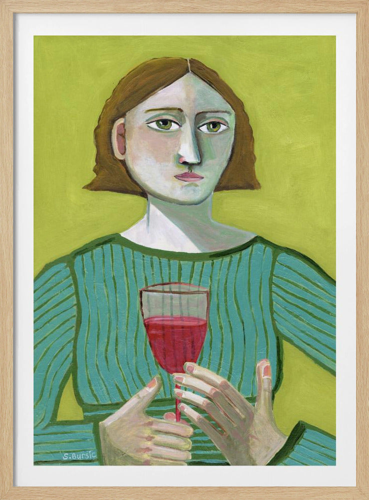 Dame mit Rotwein | Poster